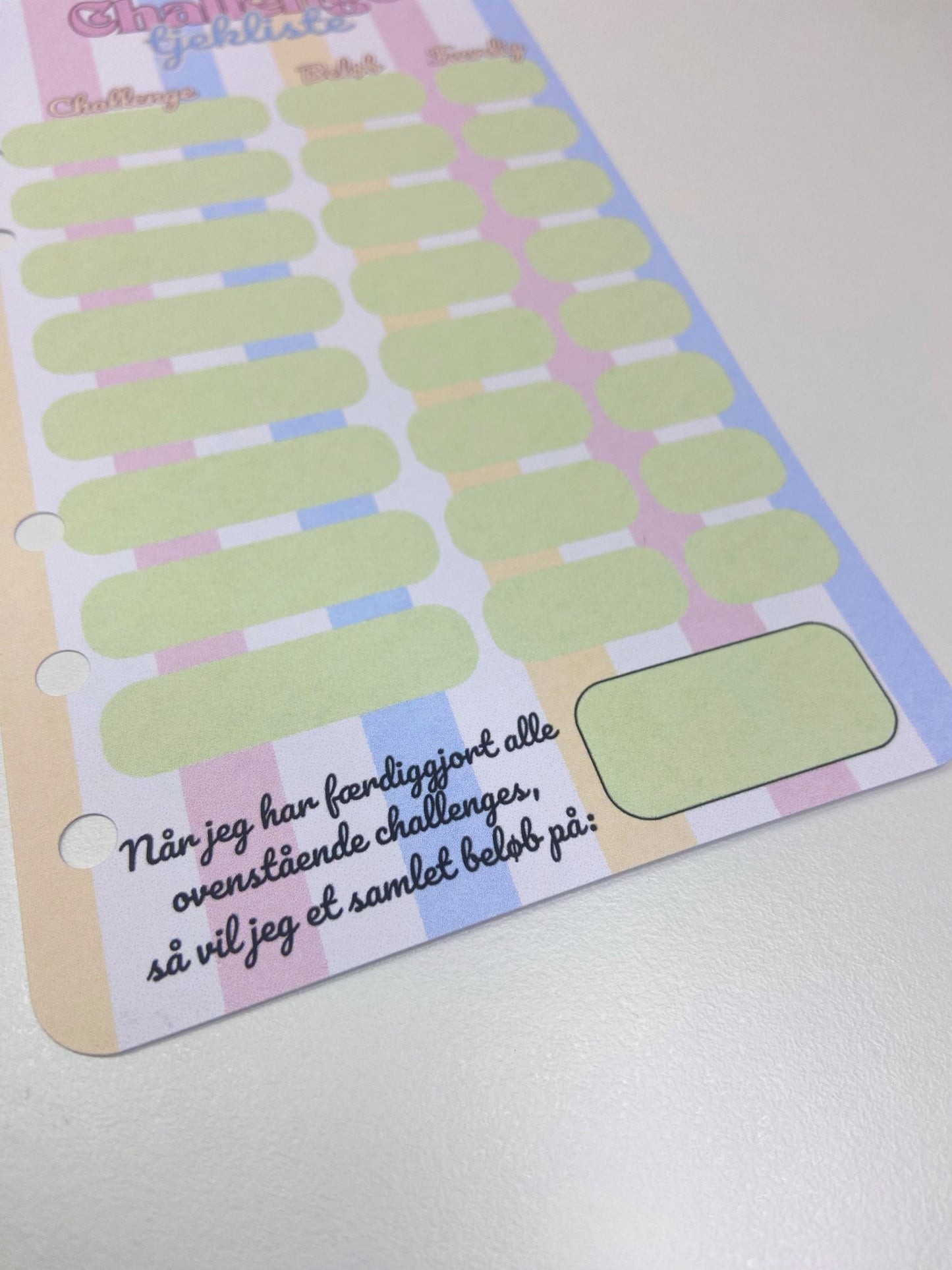 CHALLENGE TJEKLISTE TRACKER