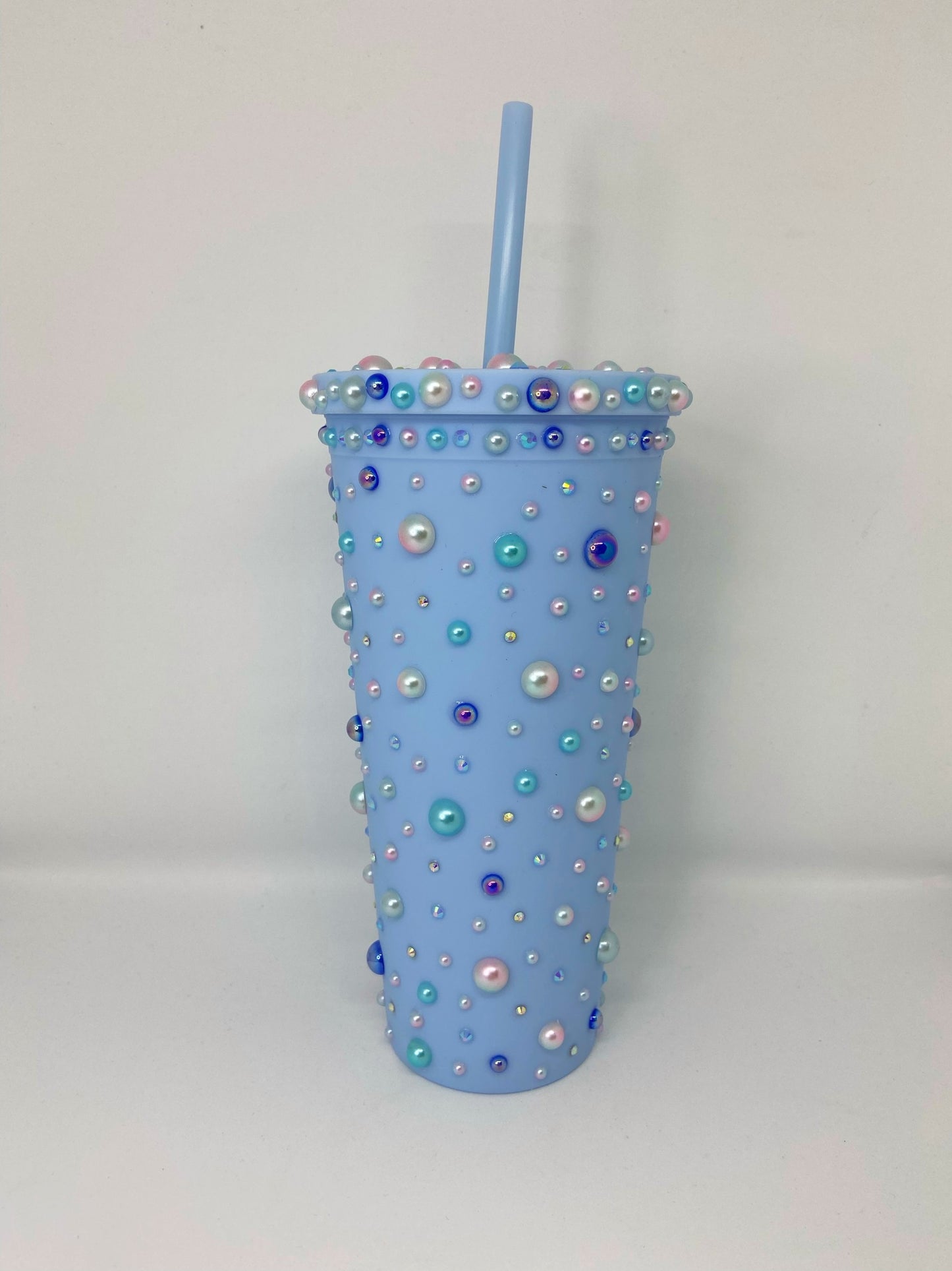 Tumbler med perler og rhinsten