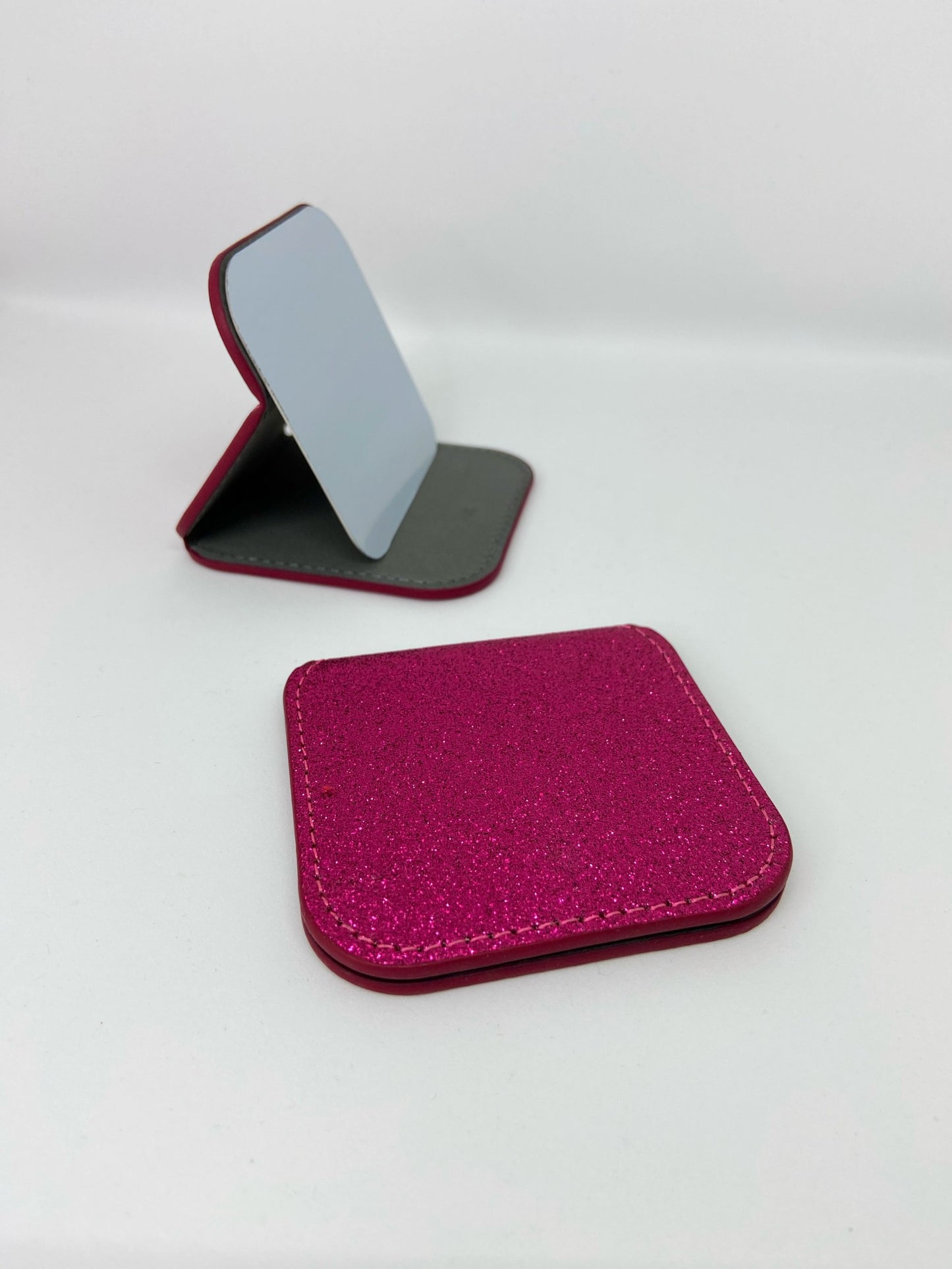 Pink chunky glimmer spejl - personligt spejl med navn