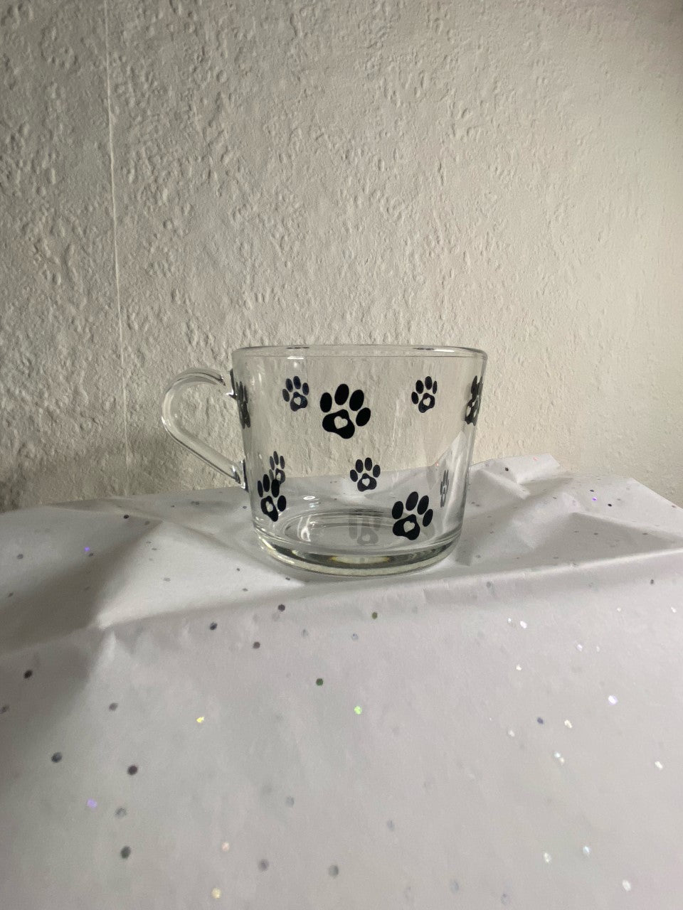 Glass mug with paws