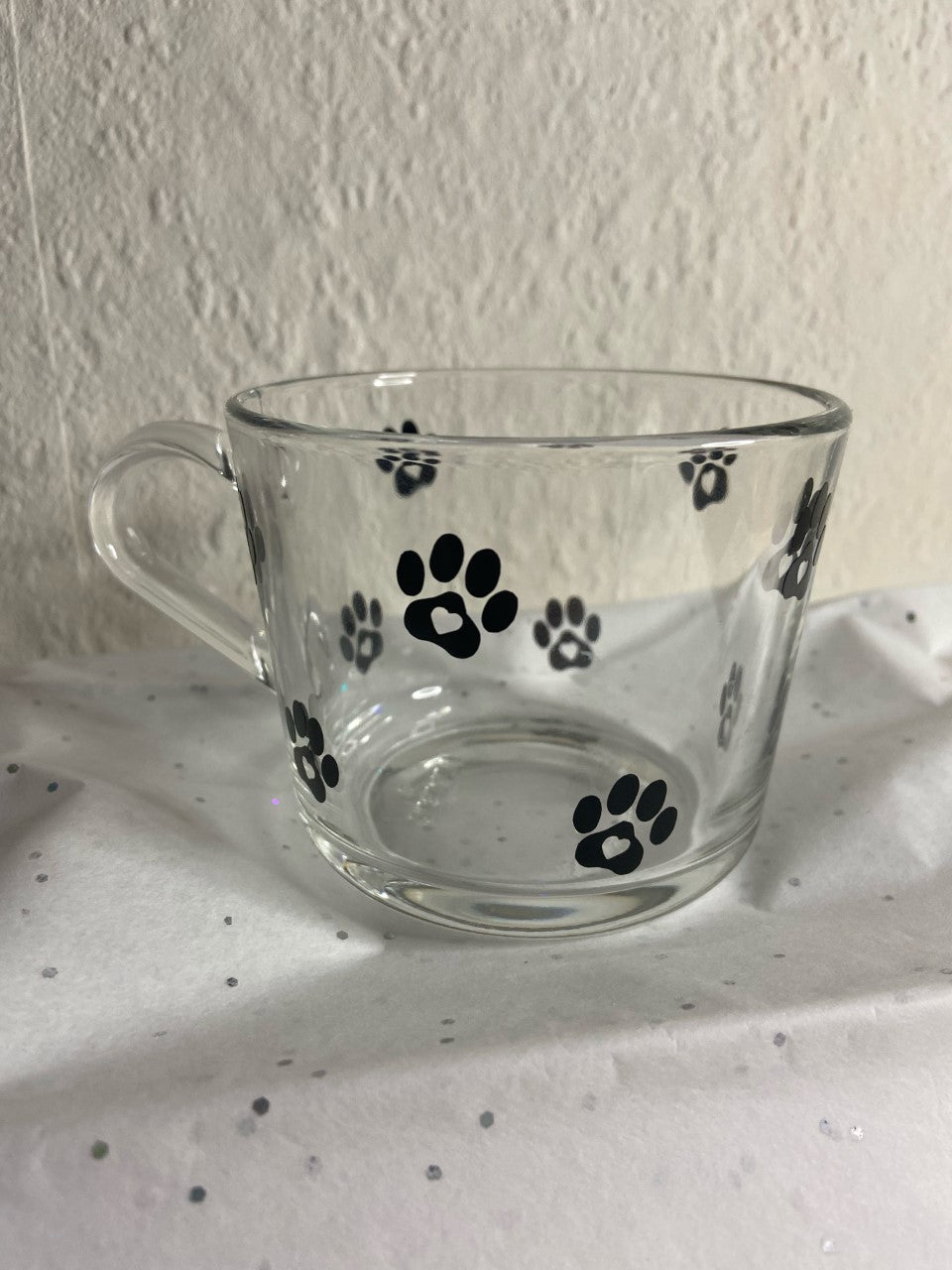 Glass mug with paws