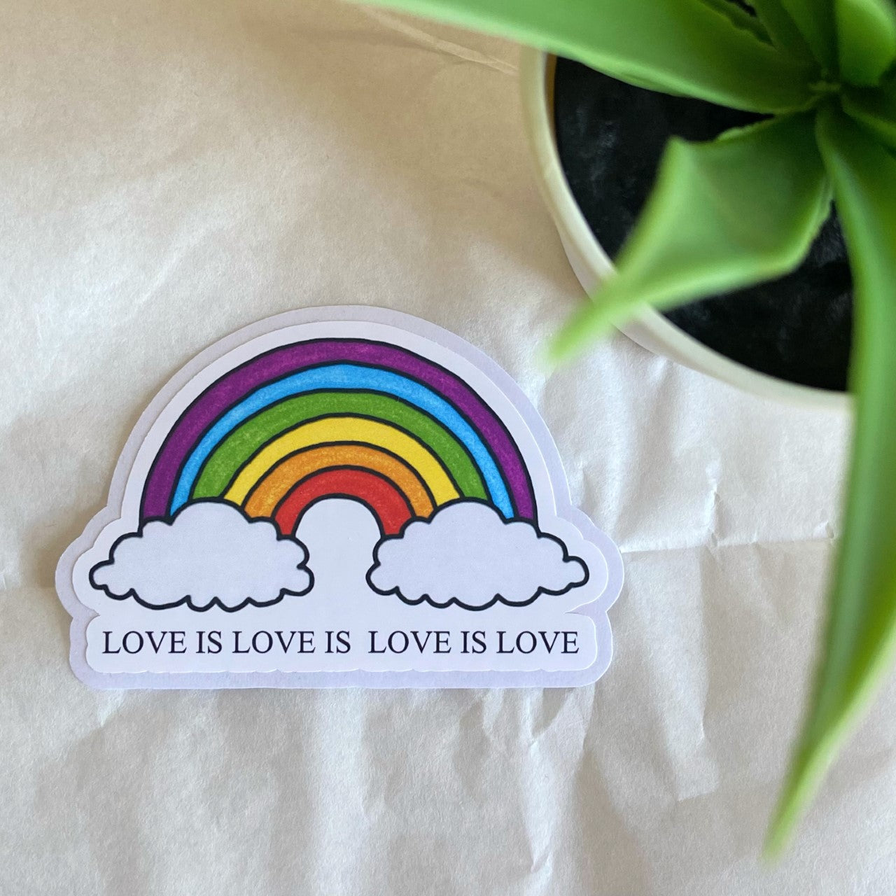 LGBTQ+ sticker - love is love - rainbow