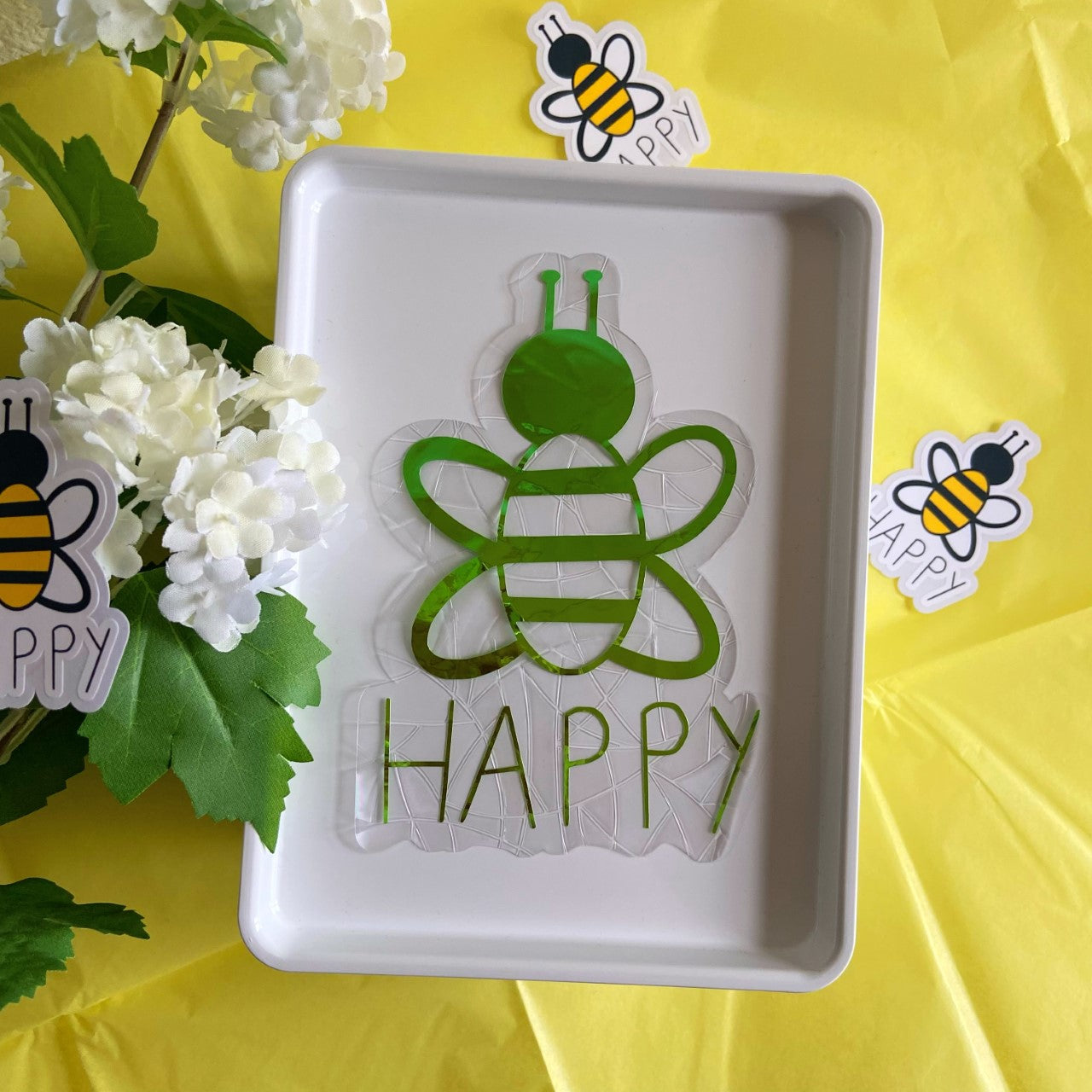 Bee Happy - solfanger klistermærke - suncatcher